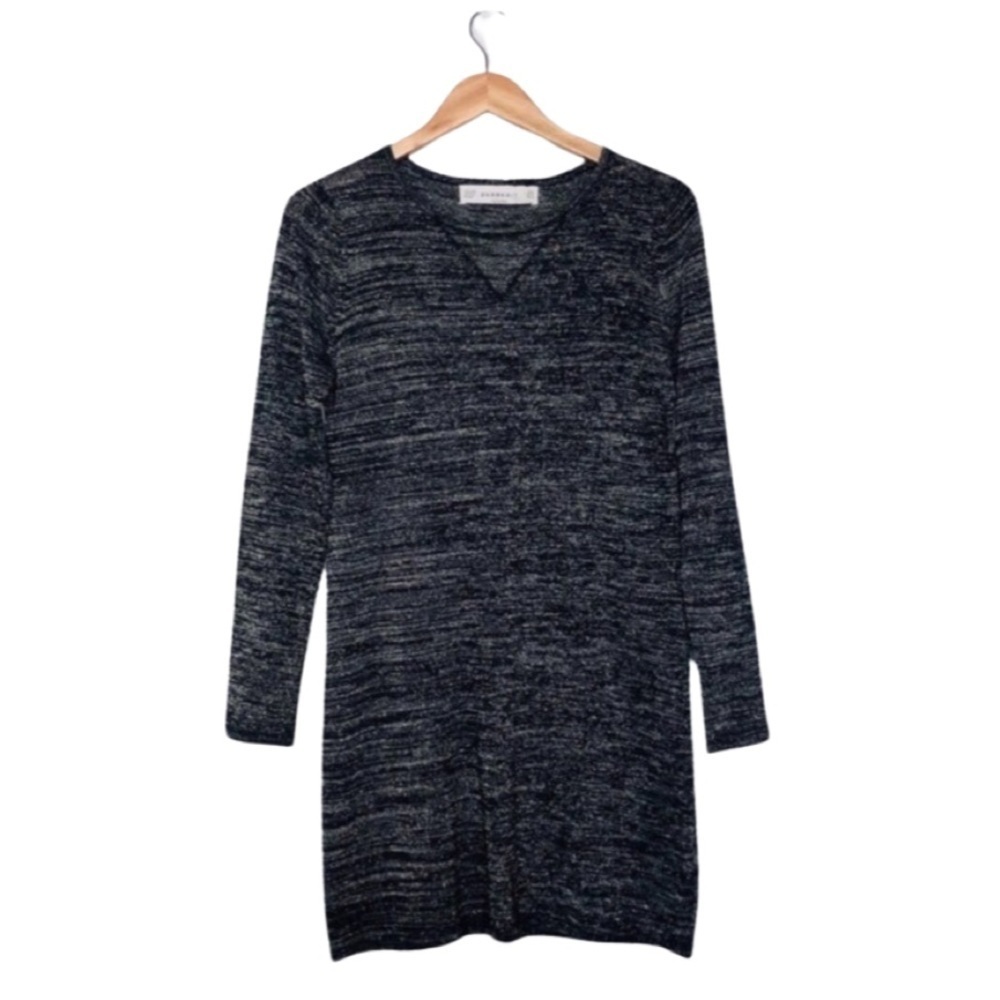 ZARA Metallic Black Knit Sparkle Dress Medium